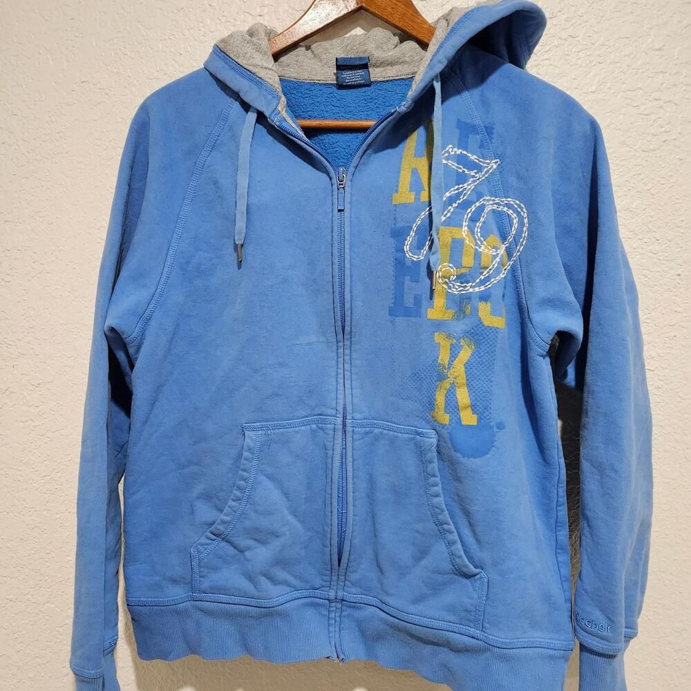 Reebok Women's Grey and Blue Hoodie